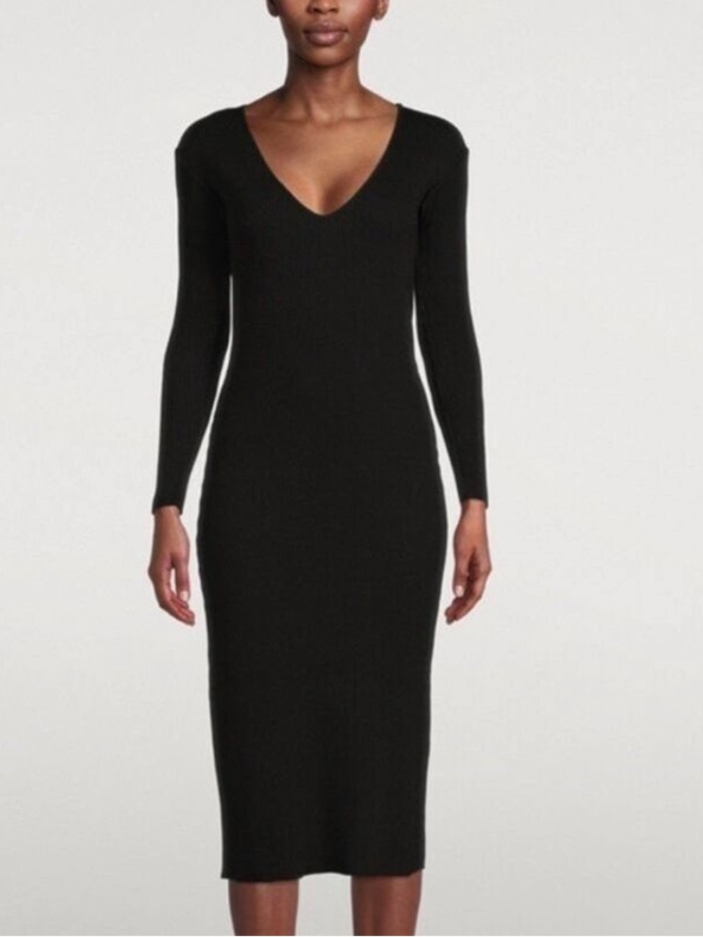 Vince Classic Fitted Black Long Sleeve knit Dress Large